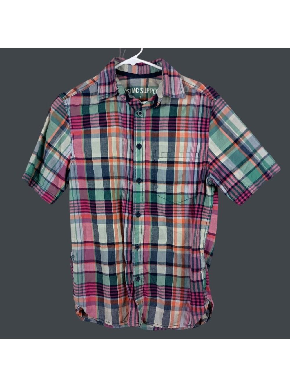 Mossimo Supply Madras Plaid Short Sleeve Shirt Mens S Lightweight Summer Skate